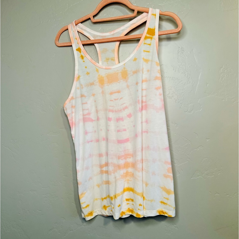 Tie Dye Tank Racer Back Light Weight Orange/Pink/White SZ LARGE - Picture 3 of 14